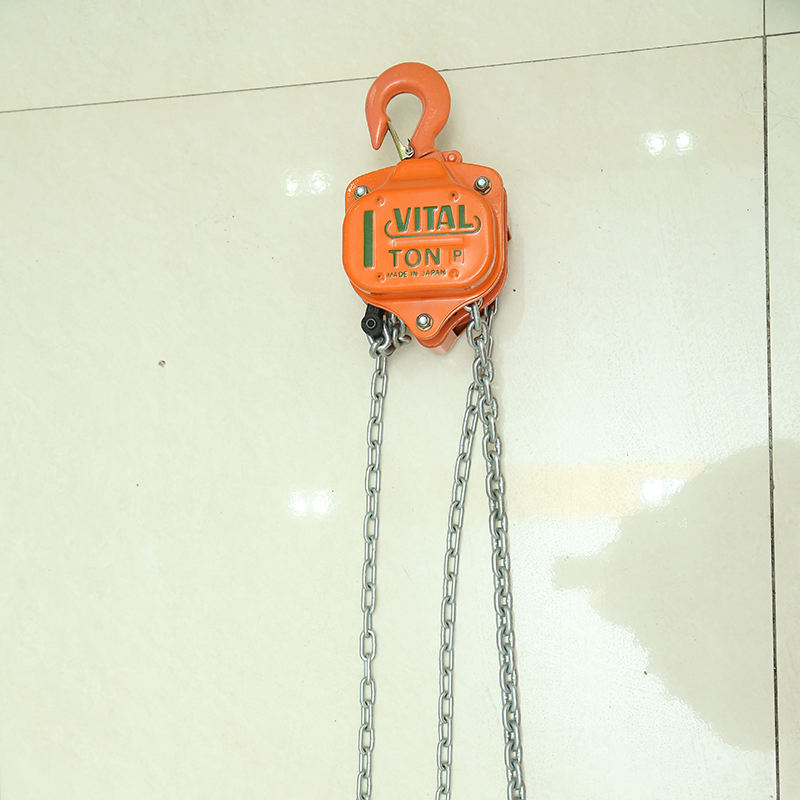 Orange chain hoist front view