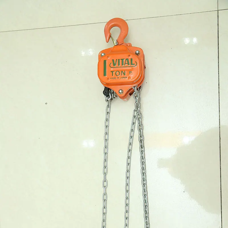 Orange chain hoist front view