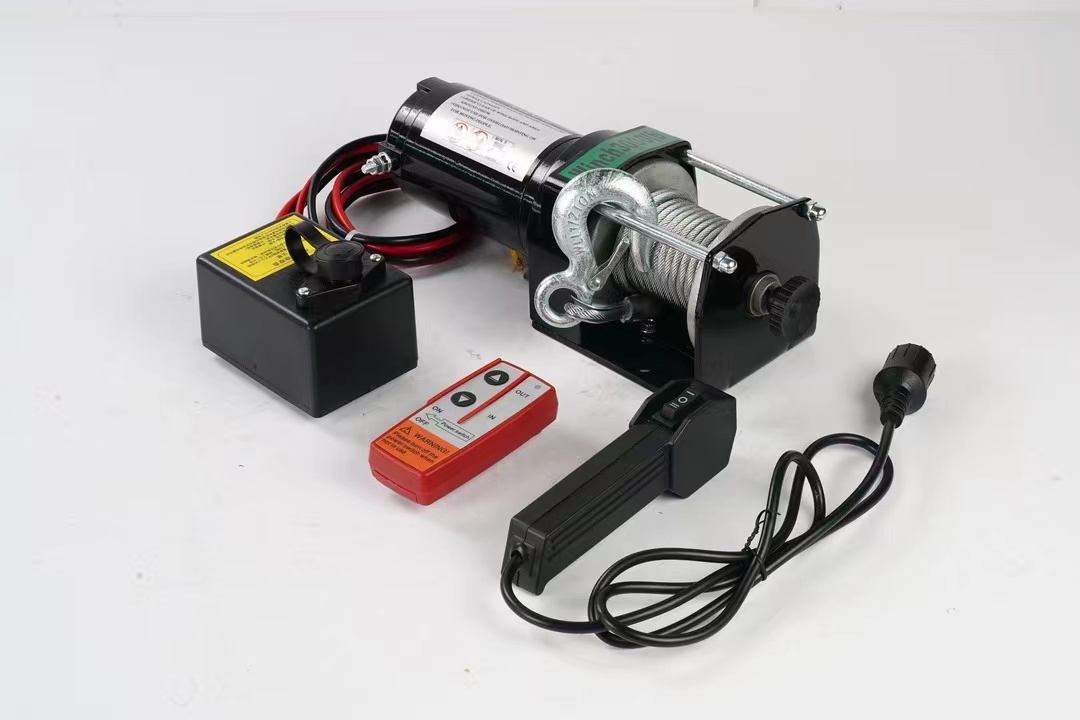 Electric winch with wireless remote and power control box